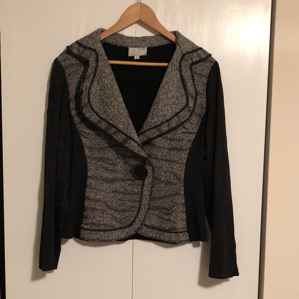 Alberto Makali Black and Gray Textured Blazer/Jacket size L